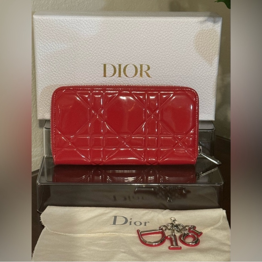 Christian Dior Fuchsia Long Zip Wallet With Charms